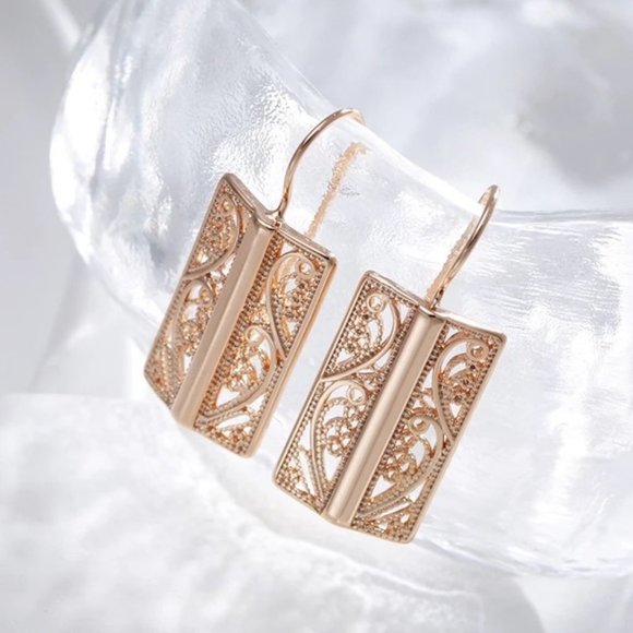 585 Rose Gold Plated Bride Long Earrings - Picture 2 of 9